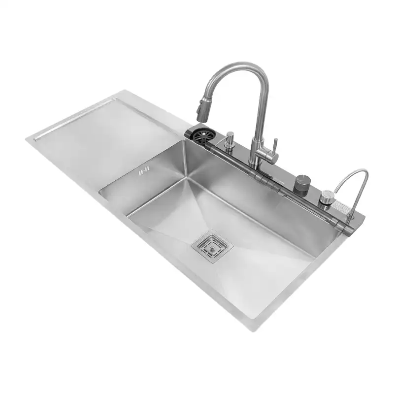 سینک V کلید پنوماتیک آبشار دیجیتال SPP+ مدل 4012 استیل 304 ساتین ابعاد 120×52 سانتی‌متر
