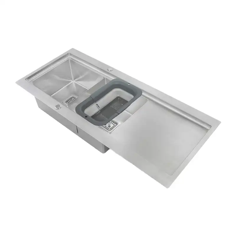 سینک باکسی دو لگن Infinity Divider SPP+ مدل 4014 استیل 304 ابعاد 120×52 سانتی‌متر