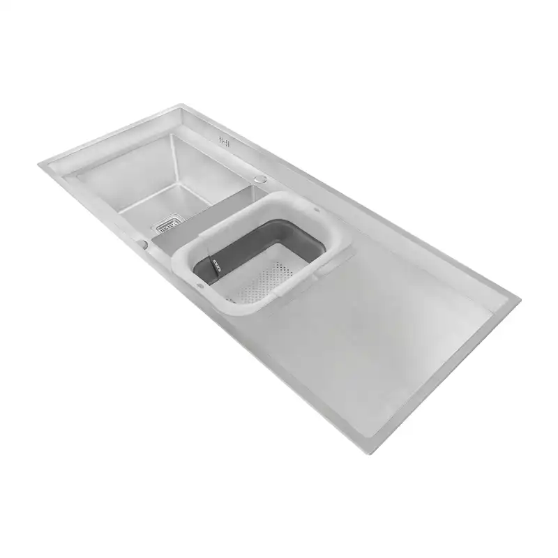 سینک باکسی دو لگن Luxury SPP+ مدل 4017 استیل 304 ابعاد 120×52 سانتی‌متر