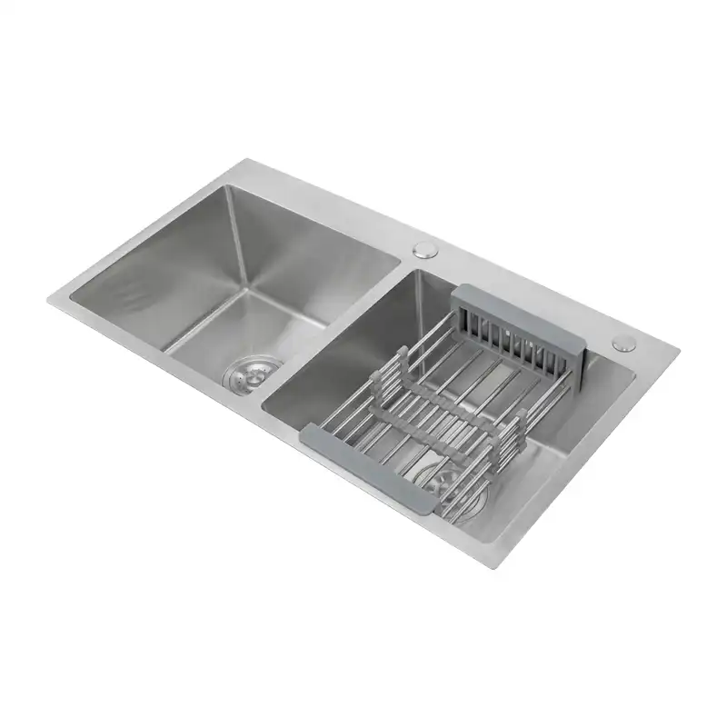 سینک باکسی دو لگن SPP+ مدل 4034 استیل 304 ابعاد 82×45 سانتی‌متر