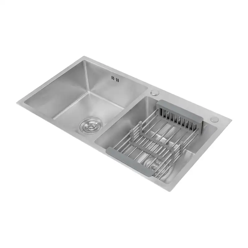 سینک باکسی دو لگن SPP+ مدل 4035 استیل 304 ابعاد 75×45 سانتی‌متر